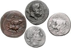 ANCIENT REPLICA KLEINASIEN, LYKIEN / Stadt Masikytes, AE 22 (2.-1.Jahrh.v.Chr.). Kopf des Apollon r. Rs.Kithara zw. 'M-A'. 6,33g (Silber); KILIKIEN, Tarsos, AR Stater (361-334 v.Chr.). Baal thront l. 