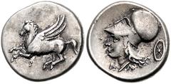 GREEK COINS GRIECHENLAND, KORINTH / Stadt Korinth, AR Stater (350-338 v.Chr.). Pegasos l. Rs.Athenakopf mit korinth. Helm l., Beiz. Rad. 8,50g. BMC 12.25.242, SNG Cop.-,