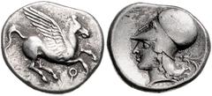 GREEK COINS GRIECHENLAND, KORINTH / Stadt Korinth, AR Stater (400-338 v.Chr.). Pegasos r. Rs.Athenakopf mit korinth. Helm l., Beiz. Palmette. 8,21g. BMC 12.14.145, SNG Cop.-,