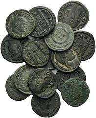 ROMAN COINS RÖMISCHES REICH, Constantin I. der Große, 307-337, AE Follis. Belorb. Büste r. *SMNC Rs.VOT XX. DAZU: gleiche ESIS; SMHC Rs.VOT XXX; CSISÜ Rs.Lagertor; gleiche SMTSC; SMANTC; SMKA; R + RP 