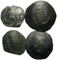 BYZANTINE COINS BYZANTINISCHES REICH, Alexios I., 1081-1118, Bil.-Aspron Trachy, Philippopolis. Thron. Christus von vorn. Rs.Alexius von vorn. 3,67g. Hoher Silbergehalt (s). DAZU: MANUEL I., Bil.-Aspr