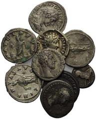 ROMAN COINS RÖMISCHES REICH, Caracalla, 198-217, AR Denar. Belorb. Kopf r. Rs.Libertas l. DAZU: Elagabal, AR Denar. Rs.Liberalitas l. steh. Julia Mamea, AR Denar. Rs.Vesta l.steh. Julia Domna, AR Dena