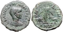 ROMAN COINS RÖMISCHES REICH, Hostilian als Caesar, 250-251, AE 27, AN XII =250, Moesia Superior, Stadt Viminacium. Büste r. Rs.Moesia zwischen Stier und Löwe. 11,93g. Sear 4291, BMC 3.18.34,