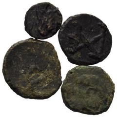 ROMAN COINS RÖMISCHES REICH, Anthemius, 467-472, AE 1/2 Centenionalis, Rom. Diad. Büste r. Rs.Monogramm. Sear 4369, RIC 2858ff, 4 Stk., s bis s/