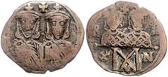 BYZANTINE COINS BYZANTINISCHES REICH, Leo IV., 775-780, AE Follis (776-778), Konstantinopel. Büsten des Leo IV. und Konstantin VI. vvorn. Rs.Büsten des Leo III. und Konstantin V. v.vorn zw. B-A, oben 