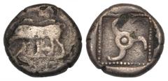 GREEK COINS KLEINASIEN, LYKIEN. Dynasten (500-460 v.Chr.), AR 1/2 Stater (5.Jahrh.v.Chr.). Eber l. Rs.Triskele im incusen Perlviereck. 5,64g. BMC 19.7.35, Var., s-