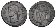 ROMAN COINS RÖMISCHES REICH, Maxentius, 306-312, AE Follis, Rom. Belorb. Büste l. Rs.Victoria beschreibt Schild zu ihren Füßen Gefangener. 2,99g. RIC 229,