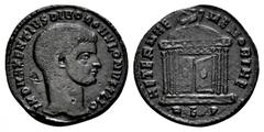 ROMAN COINS RÖMISCHES REICH, Romulus, Sohn des Maxentius, +309, AE Follis (nach 309). Barhäup. Büste r. Rs.Adler auf Mausoleum. 5,39g. RIC 256, vz/ss-vz