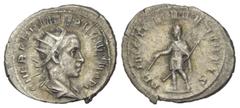 ROMAN COINS RÖMISCHES REICH, Herennius Etruscus als Caesar, 250-251, AR Antoninian, Rom. Büste r. mit Strahlenkrone. Rs.Herennius steht l. 3,74g. RIC 147c; Kampm.81.9.2