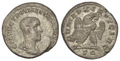 ROMAN COINS RÖMISCHES REICH, Herennius Etruscus als Caesar, 250-251, Bil.-Tetradrachme, Seleukis und Pieria, Stadt Antiochia. Büste r. Rs.Adler mit Kranz r. blickend auf Palmzweig und SC. 12,6g. Prieu