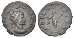ROMAN COINS RÖMISCHES REICH, Quintillus, 270, AE Antoninian, Rom. Büste r. mit Strahlenkrone. Rs.Pax steht l. mit Zepter und Zweig. 2,47g. RIC 26 ss+