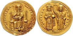 BYZANTINE COINS BYZANTINISCHES REICH, Romanos III. Argyrus, 1028-1034, AV histamenon nomisma =Scyphat, Konstantinopel. Thron. Christus. Rs.Kaiser wird von Jungfrau Maria gekrönt. 4,32g. Sear 1819; DOC