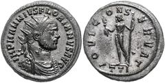 ROMAN COINS RÖMISCHES REICH, Florianus, 276, AE Antoninian TTI =Ticinum. Büste r. mit Strahlenkrone. Rs.Jupiter l. mit Blitz und Zepter. 3,54g. RIC 69 ss/vz