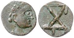 ROMAN COINS RÖMISCHES REICH, Anthemius, 467-472, AE 1/2 Centenionalis, Rom. Diad. Büste r. Rs.Monogramm. 0,42g. Sear 4369; RIC 2858ff sehr selten,