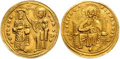 BYZANTINE COINS BYZANTINISCHES REICH, Romanos III. Argyrus, 1028-1034, AV Histamenon Nomisma =Scyphat, Konstantinopel. Thron. Christus. Rs.Kaiser wird von Jungfrau Maria gekrönt. 4,12g. DOC 1d; Sear 1