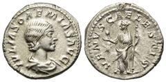 ROMAN COINS RÖMISCHES REICH, Julia Soaemias, Mutter des Elagabal, +222, AR Denar, Rom. Drap. Büste r. Rs.Venus steht l. mit Apfel und Zepter, i.F. l. Stern. 3,08g RIC 241; C.8 ss+