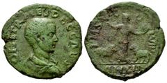 ROMAN COINS RÖMISCHES REICH, Herennius Etruscus als Caesar, 250-251, AE 28, AN XII =250, Moesia Superior, Stadt Viminacium. Büste r. Rs.Moesia mit Palmzweig und Globus zwischen Stier und Löwe. 14,94g 
