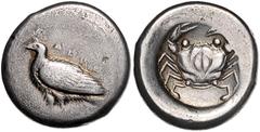 GREEK COINS ITALIEN, SIZILIEN / Stadt Akragas, AR Didrachme (500-495 v.Chr.). Adler l. Rs.Krabbe. 8,43g. Es wird vermutet, dass der Platz schon früh von einer Ansiedlung der Sikaner eingenommen war, d