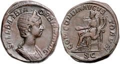 ROMAN COINS RÖMISCHES REICH, Orbiana, Gemahlin des Severus Alexander, +235, AE Sesterz, Rom. Diad. Büste. Rs.Concordia mit Patera und Doppelfüllhorn. 24,10g. RIC 655; Sear 2301