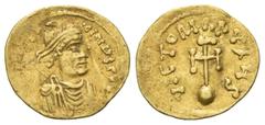 BYZANTINE COINS BYZANTINISCHES REICH, Constantin IV., 668-685, AV Semissis, Konstantinopel. Diad. Büste r. Rs.Kreuz auf Globus. 2,13g. Sear 1161 kl.Kr.,