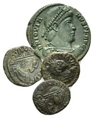 ROMAN COINS RÖMISCHES REICH, Jovian, 363-364, AE Centenionalis ASIRM =Sirmium. Diad. und drap. Büste r. Rs.VOT V MVLT X im Kranz. DAZU:Valentinian I., AE 1/2 Cent. EEEE. Diad. Büste r. Rs.Herkules. Ba
