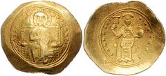 BYZANTINE COINS BYZANTINISCHES REICH, Constantin X. Dukas, 1059-1067, AV Histamenon nomisma, Constantinopel. Christus v.vorn thronend. Rs.Kaiser mit Labarum und Kreuz auf Globus. 4,14g. Sear 1847; Som
