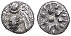 GREEK COINS KLEINASIEN, IONIEN / Stadt Ephesos, AR Hemiobol (430-394 v.Chr.). Biene. Rs.Siebenstrahliger Stern. 0,28g. Vgl.Tübing.2759