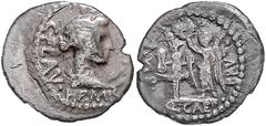 ROMAN COINS RÖMISCHE REPUBLIK, M. Junius Brutus, 54 v.Chr., AR Denar, M. Iunius Brutus und C. Flavius Hemicullus (43-42 v.Chr.). Heeresmünzstätte Griechenland. Apollobüste r., davor Lyra. Rs.Victoria 