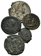 ROMAN COINS RÖMISCHES REICH, Constantius II., 337-361, AE Maiorina, TSA =Thessalonica. Diad. Büste r. Rs.Kaiser auf Galeere, FEL TEMP REPARATIO. 5,17g (kl.Sr.a.Rd., f.vz). DAZU:AE Centenionalis, Rs.Ka