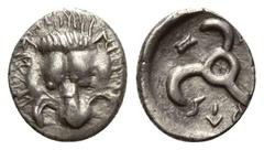 GREEK COINS KLEINASIEN, LYKIEN. Dynasten (390-360 v.Chr.), AR 1/3 Stater (Mithrapata, um 390 v.Chr.). Löwenskalp. Rs.Triskeles, Beiz. Astragalos. BMC 19.32.136; SNG Aul 4246 Rs.l.dez., vz