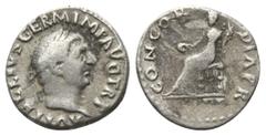 ROMAN COINS RÖMISCHES REICH, Vitellius, 69, AR Denar (69), Rom. Belorb. Büste r., A VITELLIVS GERM IMP AVG TRP. Rs.Concordia thront l., CONCOR-DIA PR. 2,73g. RIC 90; Kampm.19.20