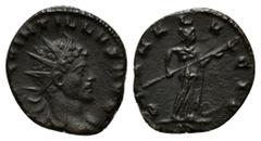 ROMAN COINS RÖMISCHES REICH, Quintillus, 270, AE Antoninian, Mailand. Büste mit Strahlenkrone r. Rs.Diana steht r. 3,21g. RIC 49; Coh.19 ss+