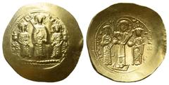 BYZANTINE COINS BYZANTINISCHES REICH, Romanos IV., 1068-1071, AV Histamenon Nomisma, Konstantinopel. Christus in der Mitte krönt Romanos und Kaiserin Eudocia. Rs.Frontal auf Prunksteg stehend Michael 