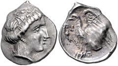 GREEK COINS *GRIECHENLAND, ELIS / Stadt Olympia, AR Hemidrachme (312-271 v.Chr.). Kopf der Nymphe Olympia r. Rs.Adler mit geöffneten Flügeln, l. schauend. 2,9g. selten, schöne Patina, Rs.l.verprägt, s