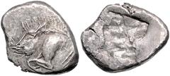 GREEK COINS *KLEINASIEN, LYKIEN. unbestimmter Dynast, 460-440 v.Chr., AR Stater. Eberprotome l. mit Perlstab a.d. Schulter. Rs.Unregelmäßig vertieftes Feld. 9,35g. ss BMC 19.1.1