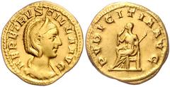ROMAN COINS RÖMISCHES REICH, Herennia Etruscilla, Gemahlin des Trajan Decius, +251, AV Aureus, Rom. Diad. und drap. Büste r. HER ETRVSCILLA AVG. Rs.Pudicitia l. sitzend, PVDICITIA AVG. 4,69g. GOLD, se