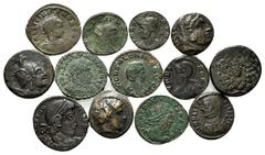 ROMAN COINS RÖMISCHES REICH, Lot mit 13 Bronzemünzen, überwiegend römisch, darin: Septimius Severus; Gallienus; Licinius I.; Licinius II.; Constans; Salonina; 2x Urbs Roma(1x mit Kranz zwischen den St