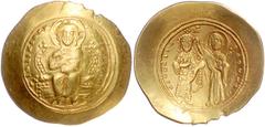 BYZANTINE COINS BYZANTINISCHES REICH, Constantin X. Dukas, 1059-1067, AV Histamenon Nomisma, Konstantinopel. Christus thronend v.vorn. Rs.Hl.Gottesmutter segnet den Kaiser. 4,34g. GOLD, ss/f.vz Sear 1