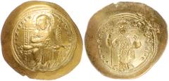 BYZANTINE COINS BYZANTINISCHES REICH, Constantin X. Dukas, 1059-1067, AV Histamenon Nomisma, Konstantinopel. Christus thronend v.vorn. Rs.Kaiser mit Labarum und Kreuz auf Globus. 4,29g. GOLD, ss Sear 