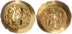 BYZANTINE COINS BYZANTINISCHES REICH, Romanos IV., 1068-1071, AV Histamenon Nomisma, Konstantinopel. Christus in der Mitte krönt Romanos und Kaiserin Eudocia. Rs.Frontal auf Prunksteg stehend Michael 