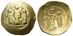 BYZANTINE COINS BYZANTINISCHES REICH, Romanos IV., 1068-1071, AV Histamenon Nomisma, Konstantinopel. Christus in der Mitte krönt Romanos und Kaiserin Eudocia. Rs.Michael VII. in der Mitte auf Prunkste