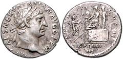 ROMAN COINS RÖMISCHES REICH, Trajan, 98-117, AR Denar COS III (114-117), Rom. IMP CAES NERVA TRAIAN AUG GERM. Belorb. Büste r. Rs.P M TR P COS III, i.Abschn. LIBERAL AVG/III. Trajan sitzt auf Plattfor