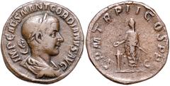 ROMAN COINS RÖMISCHES REICH, Gordian III., 238-244, AE Sesterz (240), Rom. Belorb. und drap. Büste r., IMP CAES M ANT GORDIANVS AVG. Rs.Gordian l. opfernd vor Altar, PM TRP II COS PP, SC. 21,16g. ss R