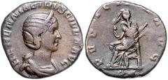 ROMAN COINS RÖMISCHES REICH, Herennia Etruscilla, Gemahlin des Trajan Decius, +251, AE Sesterz, Rom. Diad. Büste r. Rs.Pudicitia thront mit Zepter und hält ihren Schleier. 16,88g. ss RIC 136b; C. 22; 