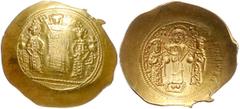 BYZANTINE COINS BYZANTINISCHES REICH, Romanos IV., 1068-1071, AV Histamenon Nomisma, Constantinopel. Christus in der Mitte krönt Romanos und Kaiserin Eudocia. Rs.Frontal auf Prunksteg stehend Michael 