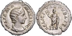 ROMAN COINS RÖMISCHES REICH, Julia Mamaea, Mutter des Severus Alexander, +235, AR Denar, Rom. Diad. Büste r., IVLIA MAMAEA AVG. Rs.Felicitas l. stehend, hält Caduceus, FELICITAS PVBLICA. 2,49g. f.vz R