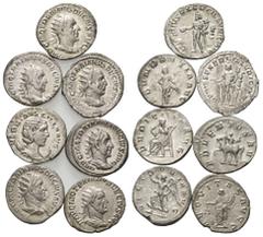 ROMAN COINS RÖMISCHES REICH, Trajan Decius, 249-251, AR Antoninian, Rom. Büste mit Strahlenkr. r. Rs.Abundantia r. stehend, ABVNDANTIA AVG. 3,35g. DAZU:Ebs., Rs.Kaiser l. reitend, ADVENTVS AVG. 4,08g.