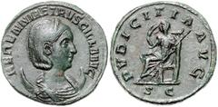 ROMAN COINS RÖMISCHES REICH, Herennia Etruscilla, Gemahlin des Trajan Decius, +251, AE Dupondius, Rom. Diad. Büste r. auf Mondsichel. Rs.Pudicitia mit Zepter auf Thron. Ex Rauch A103 (2017), Los 489. 