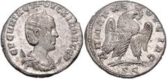 ROMAN COINS RÖMISCHES REICH, Herennia Etruscilla, Gemahlin des Trajan Decius, +251, AR Tetradrachme, Seleucis und Pieria, Stadt Antiochia. Diad. Büste auf Mondsichel r., darunter S. Rs.Adler mit Kranz