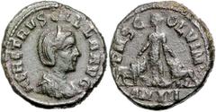 ROMAN COINS RÖMISCHES REICH, Herennia Etruscilla, Gemahlin des Trajan Decius, +251, AE 27, AN XII =250/251, Moesia Superior, Stadt Viminacium. Diad. und drap. Büste r. Rs.Moesia steht l. zwischen Stie